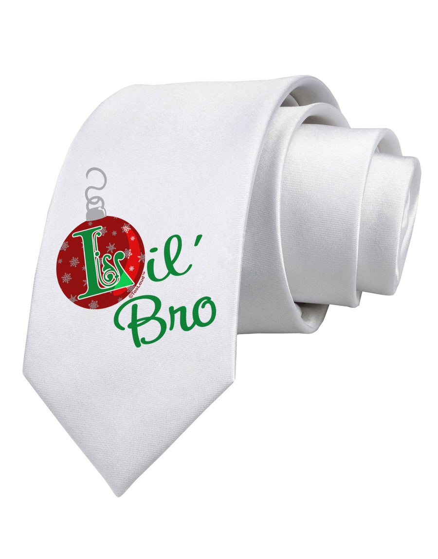 Matching Family Ornament Lil Bro Printed White Necktie