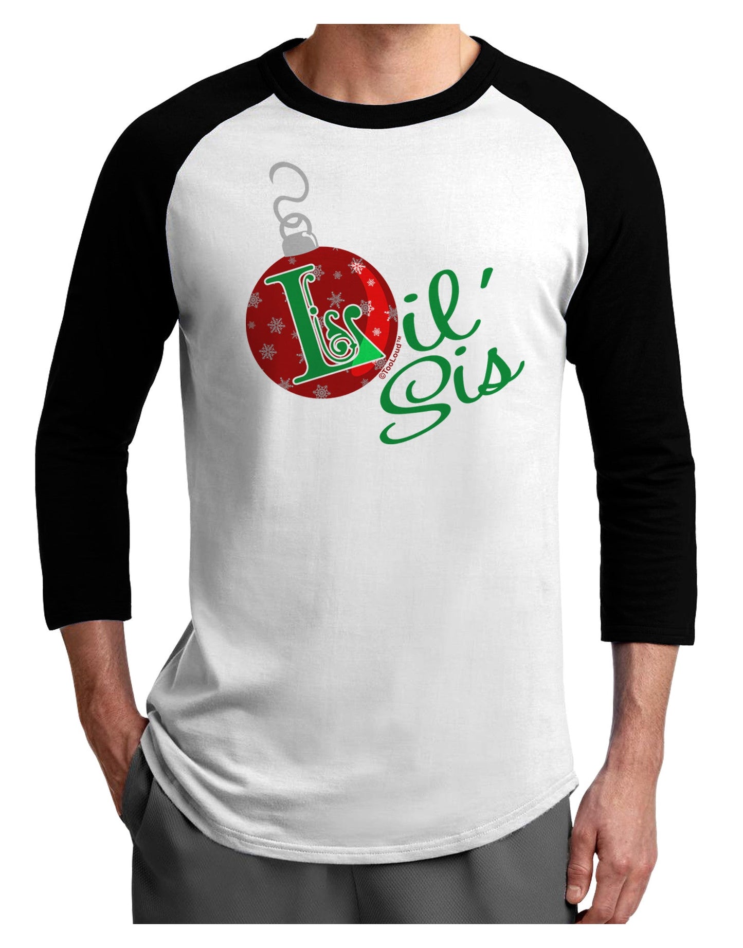 Matching Family Ornament Lil Sis Adult Raglan Shirt-Raglan Shirt-TooLoud-White-Black-X-Small-Davson Sales