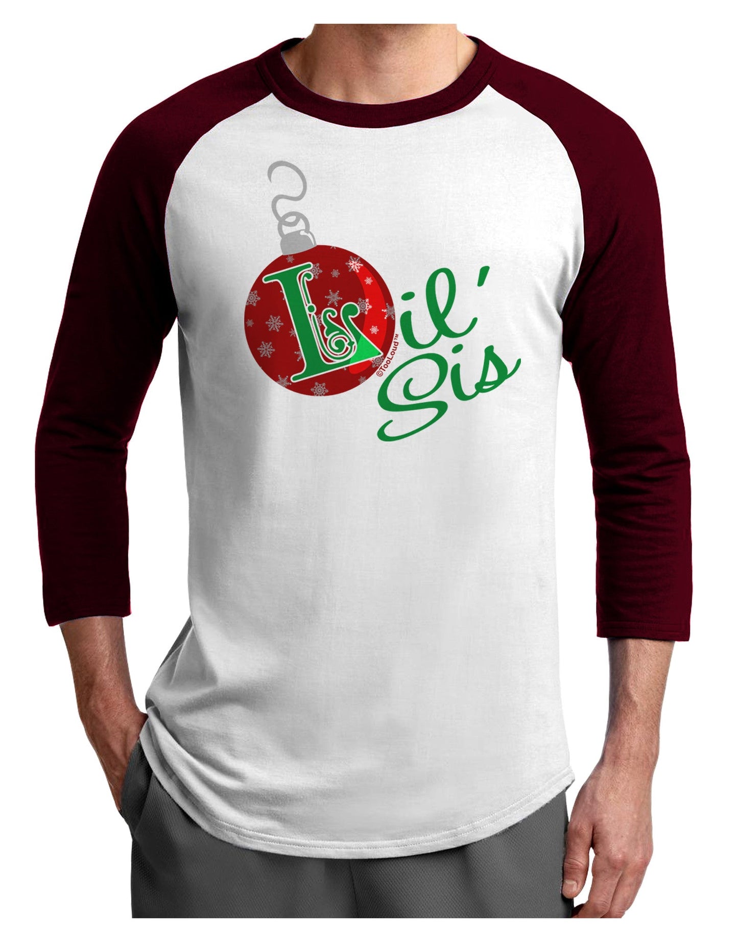 Matching Family Ornament Lil Sis Adult Raglan Shirt-Raglan Shirt-TooLoud-White-Cardinal-X-Small-Davson Sales