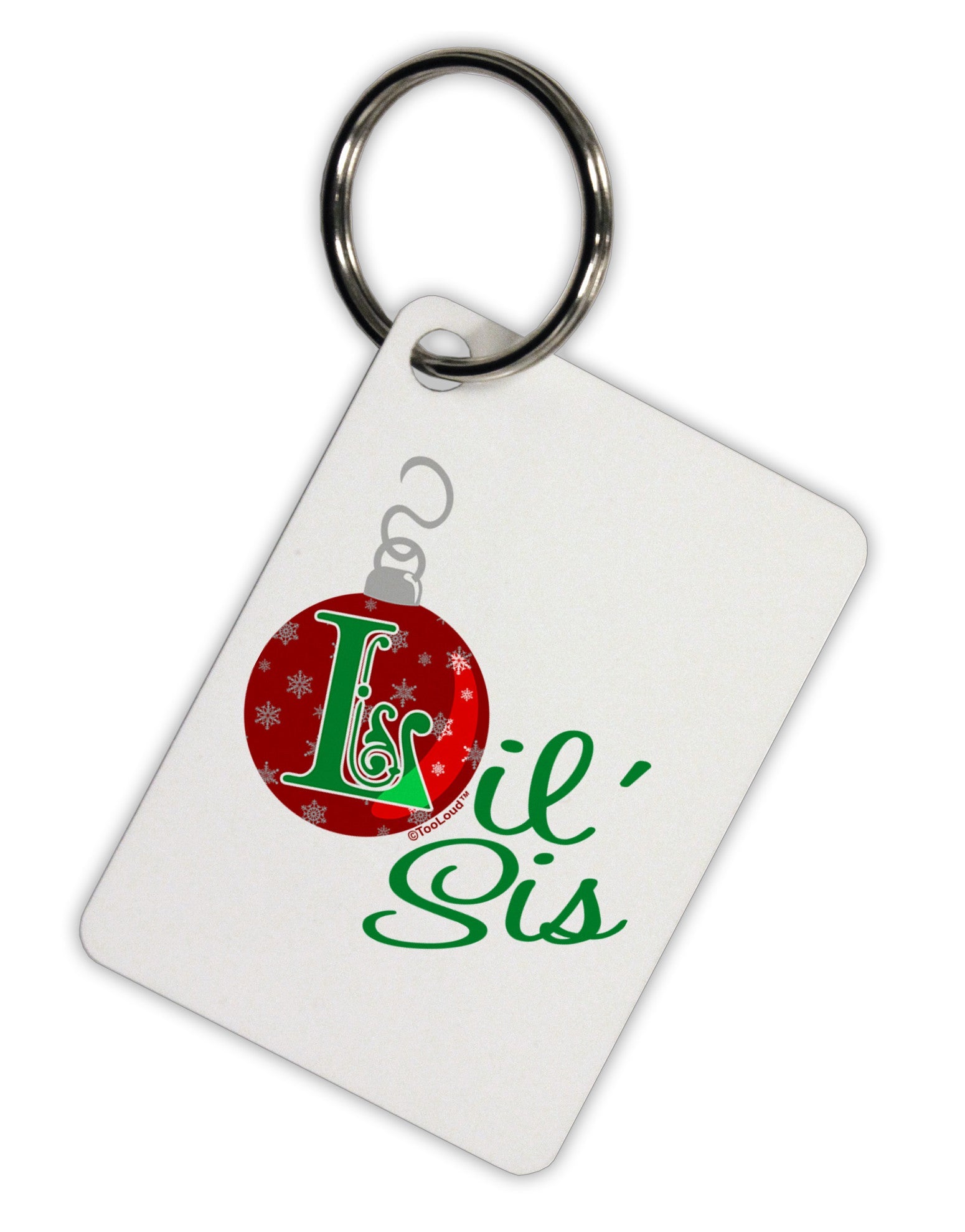 Matching Family Ornament Lil Sis Aluminum Keyring Tag-Ornament-TooLoud-White-Davson Sales