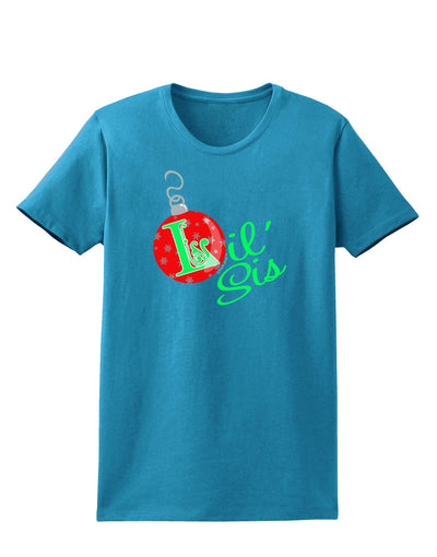 Matching Family Ornament Lil Sis Womens Dark T-Shirt-Ornament-TooLoud-Turquoise-X-Small-Davson Sales