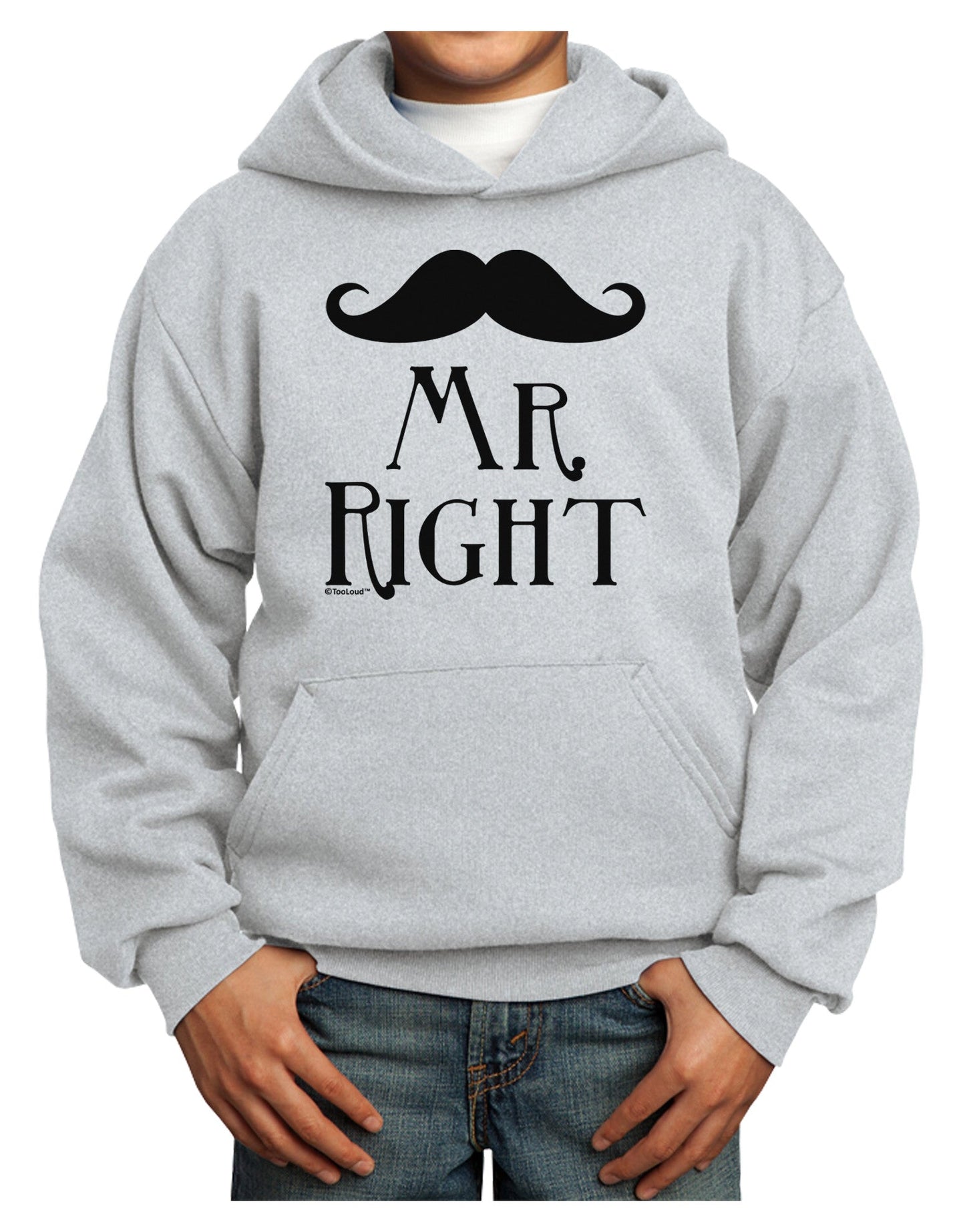 Matching Husband and Wife Designs - Mr Right Youth Hoodie Pullover Sweatshirt-Youth Hoodie-TooLoud-Ash-XS-Davson Sales