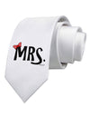 Matching Mr and Mrs Design - Mrs Bow Printed White Necktie by TooLoud