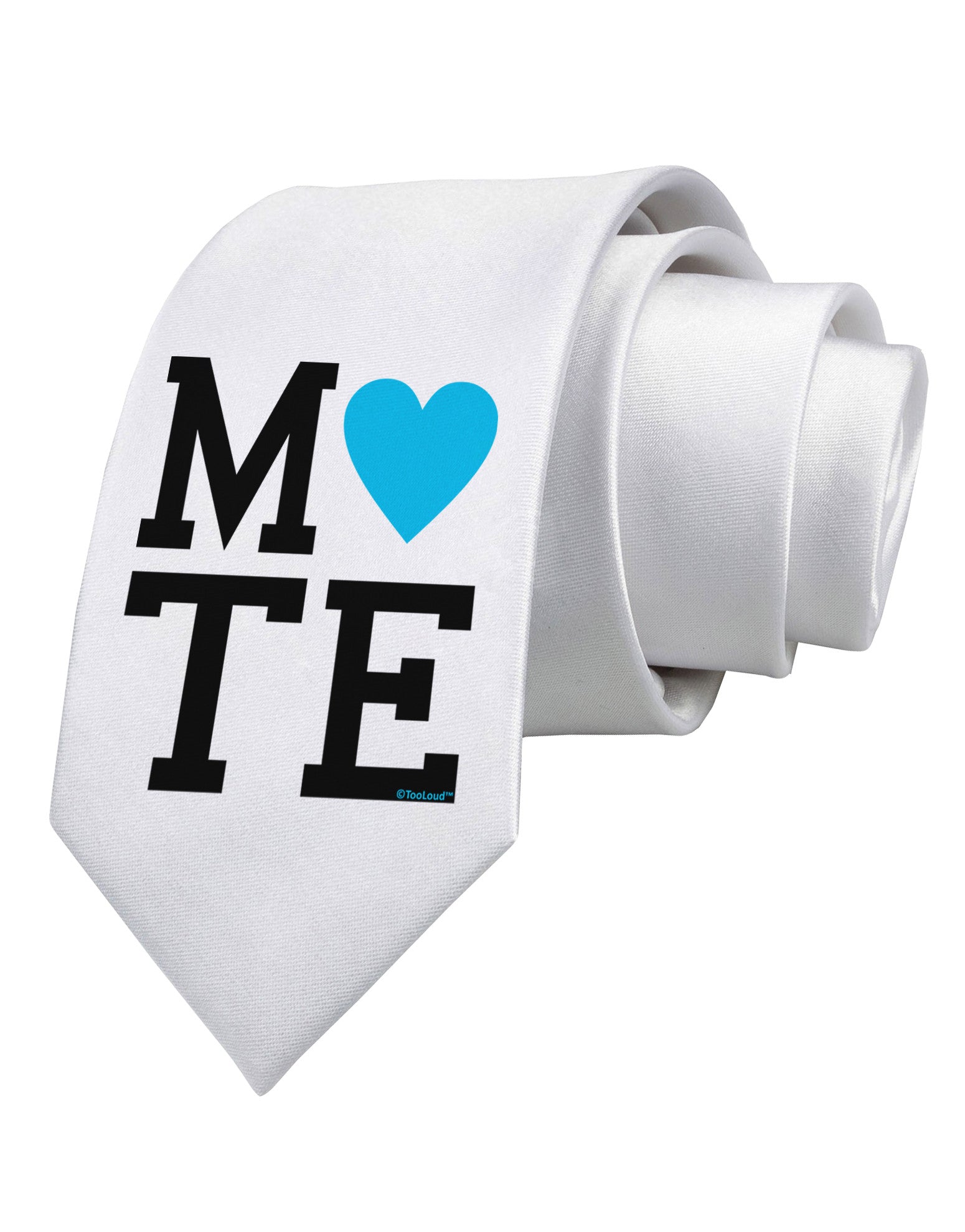 Matching Soulmate Design - Mate - Blue Printed White Necktie by TooLoud