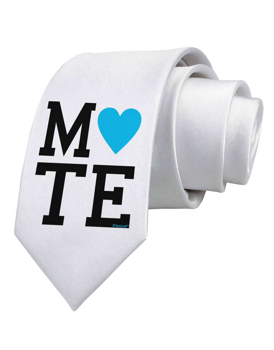 Matching Soulmate Design - Mate - Blue Printed White Necktie by TooLoud