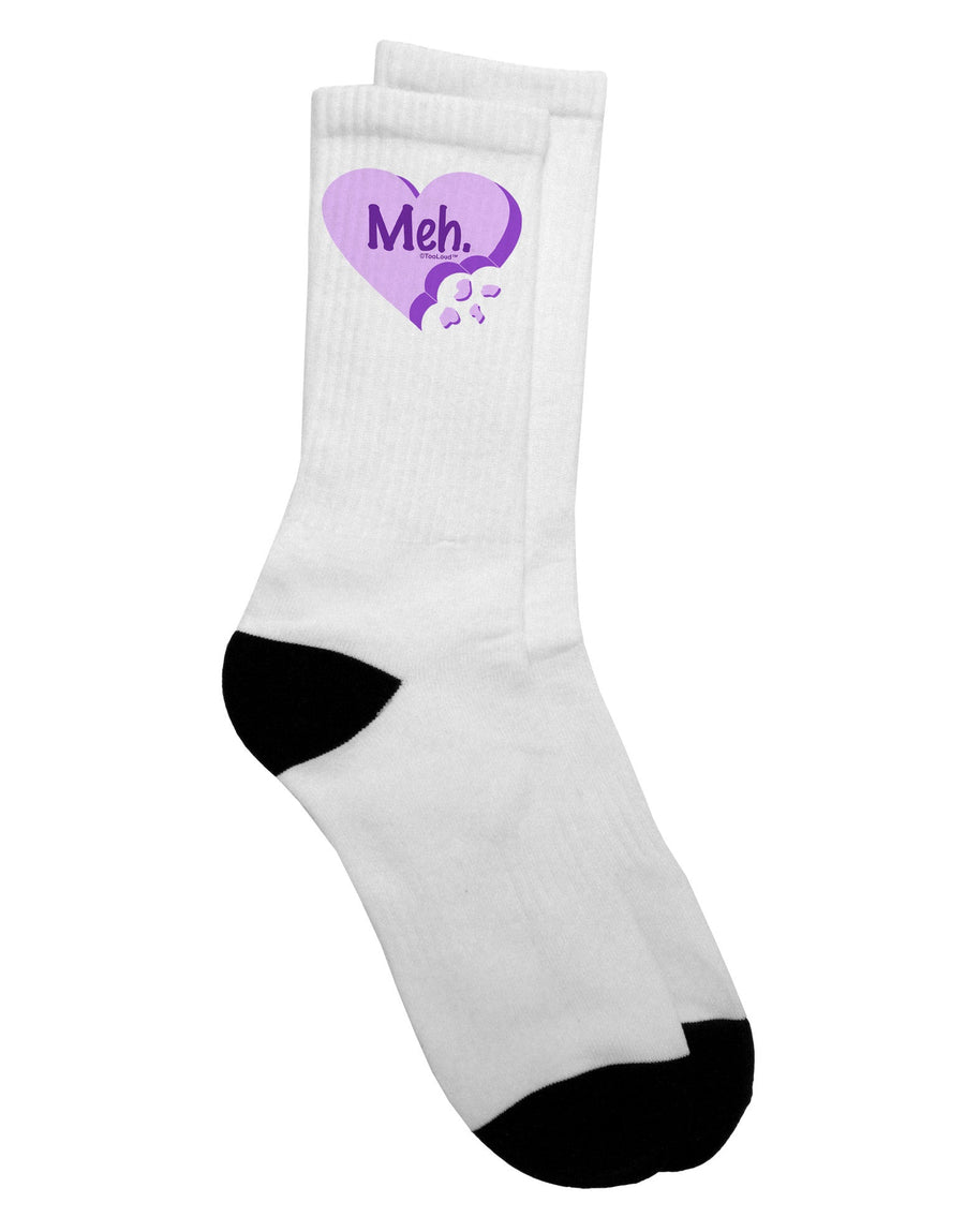 Meh Candy Heart Purple - Stylish Valentines Day Adult Crew Socks - by TooLoud-Socks-TooLoud-White-Ladies-4-6-Davson Sales