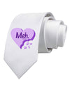 Meh Candy Heart Purple - Valentines Day Printed White Necktie by TooLoud