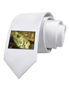 Menacing Turtle Printed White Necktie