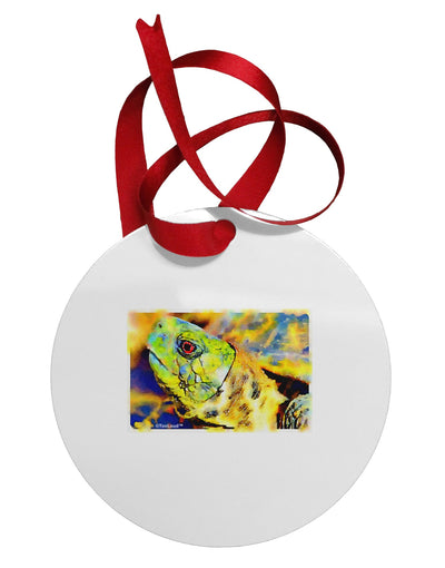 Menacing Turtle Watercolor Circular Metal Ornament-Ornament-TooLoud-White-Davson Sales