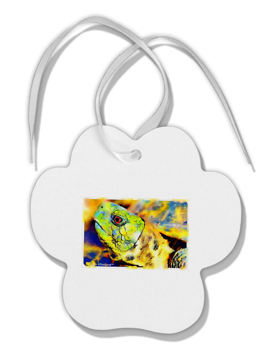 Menacing Turtle Watercolor Paw Print Shaped Ornament-Ornament-TooLoud-White-Davson Sales