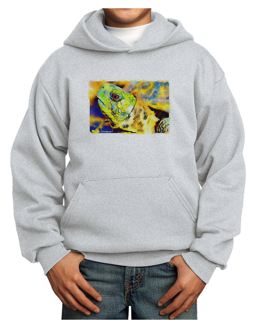 Menacing Turtle Watercolor Youth Hoodie Pullover Sweatshirt-Youth Hoodie-TooLoud-White-XS-Davson Sales