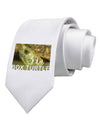 Menacing Turtle with Text Printed White Necktie