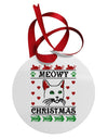 Meowy Christmas Cat Knit Look Circular Metal Ornament by TooLoud-Ornament-TooLoud-White-Davson Sales