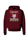 Meowy Christmas Cat Knit Look Dark Hoodie Sweatshirt by-Hoodie-TooLoud-Maroon-Small-Davson Sales