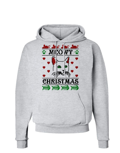 Meowy Christmas Cat Knit Look Hoodie Sweatshirt by-Hoodie-TooLoud-AshGray-Small-Davson Sales