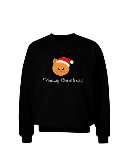 Meowy Christmas Cute Cat Santa Hat Adult Dark Sweatshirt-Sweatshirts-TooLoud-Black-Small-Davson Sales