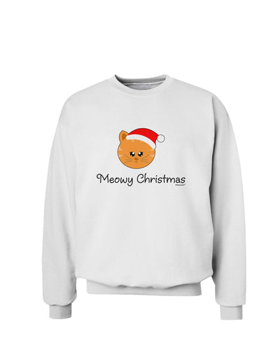 Meowy Christmas Cute Cat Santa Hat Sweatshirt-Sweatshirts-TooLoud-White-Small-Davson Sales