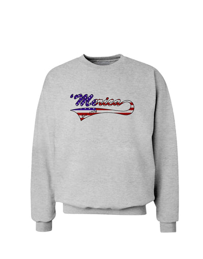 Merica Established 1776 - American Flag Style Sweatshirt by TooLoud-Sweatshirts-TooLoud-AshGray-Small-Davson Sales