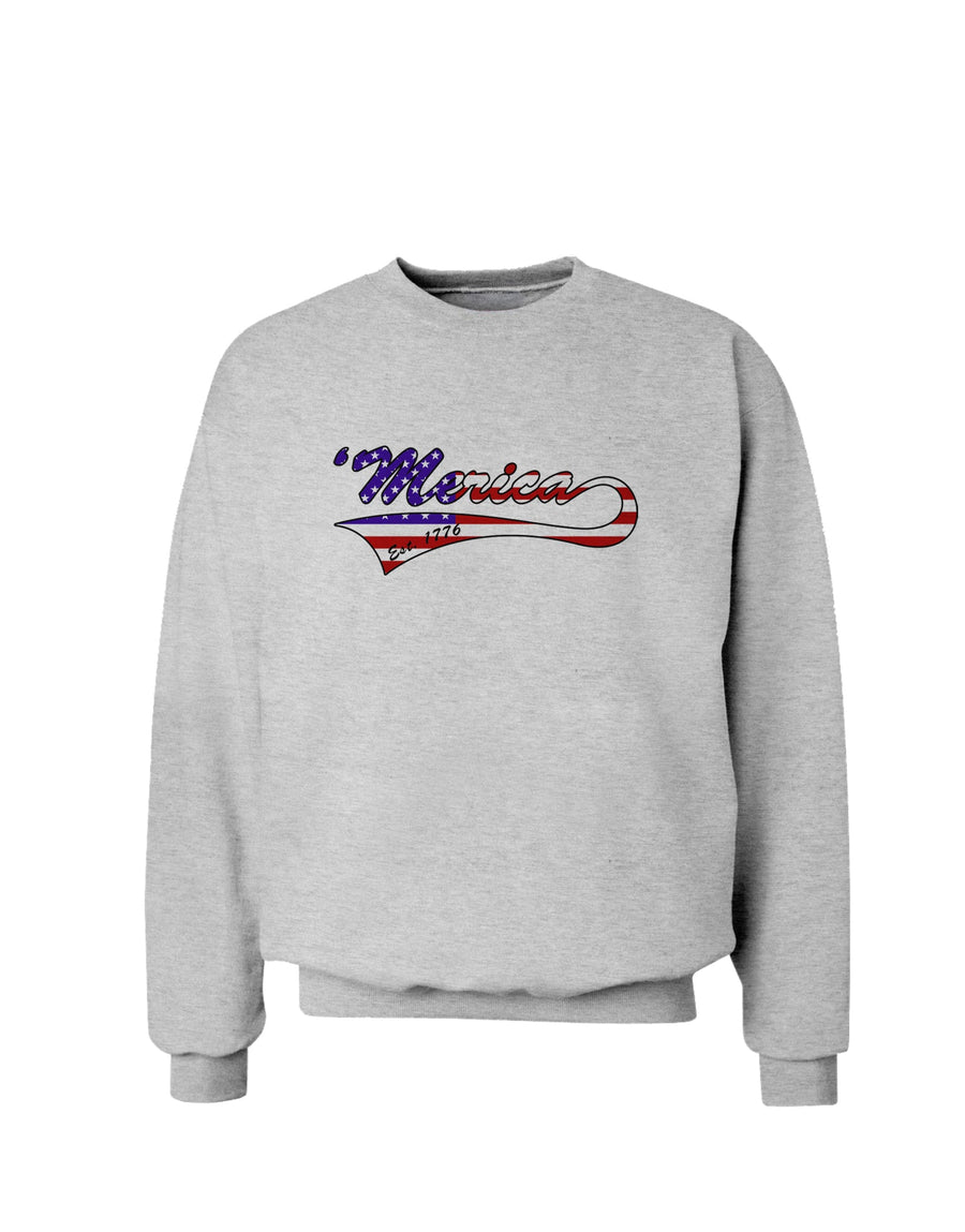 Merica Established 1776 - American Flag Style Sweatshirt by TooLoud-Sweatshirts-TooLoud-White-Small-Davson Sales