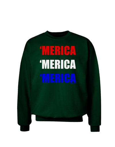 Merica Merica Merica - Red and Blue Adult Dark Sweatshirt-Sweatshirts-TooLoud-Deep-Forest-Green-Small-Davson Sales