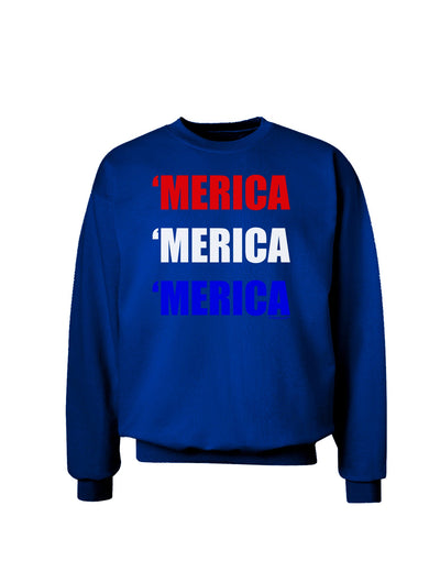 Merica Merica Merica - Red and Blue Adult Dark Sweatshirt-Sweatshirts-TooLoud-Deep-Royal-Blue-Small-Davson Sales