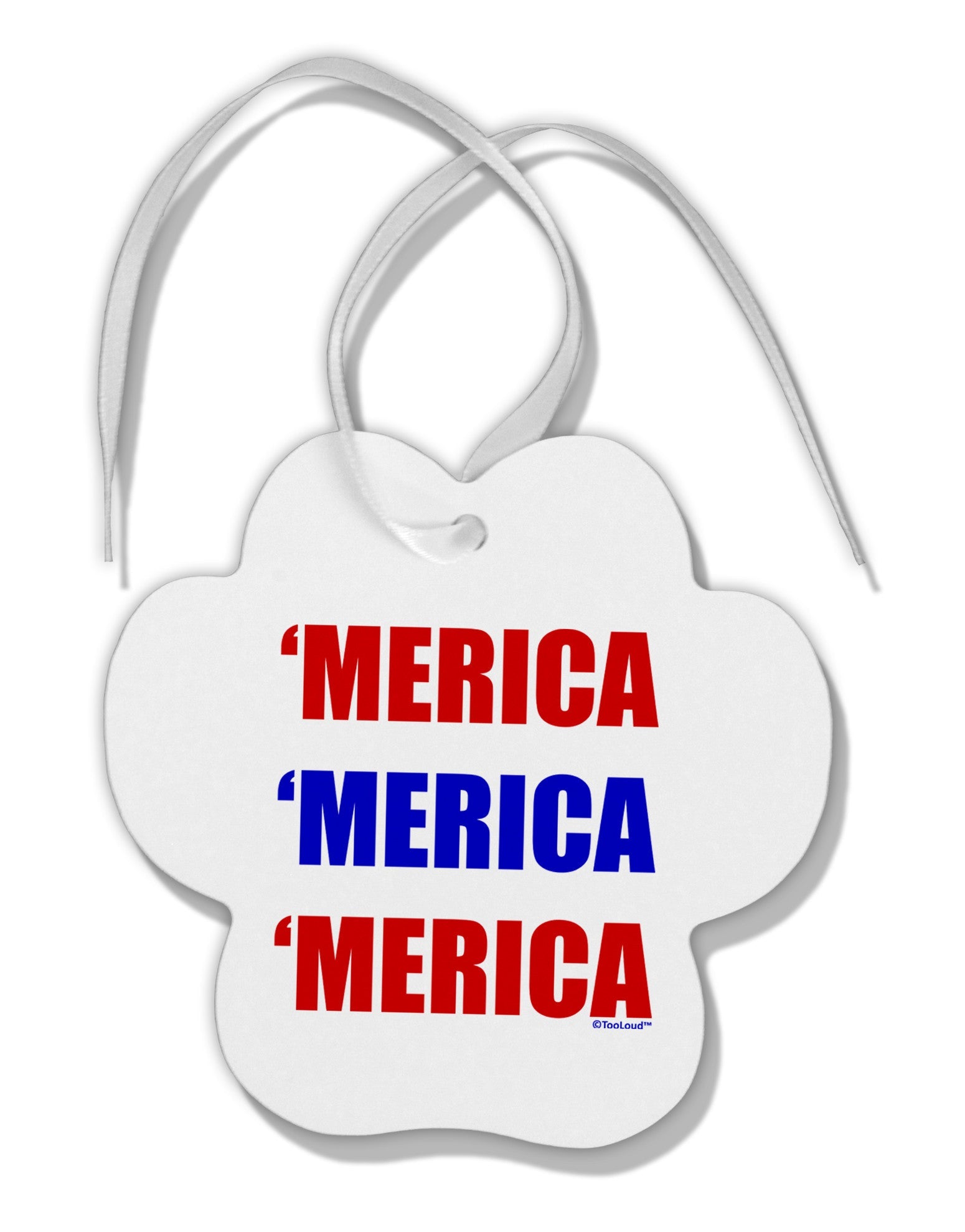 Merica Merica Merica - Red and Blue Paw Print Shaped Ornament-Ornament-TooLoud-White-Davson Sales