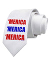 Merica Merica Merica - Red and Blue Printed White Necktie