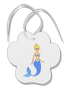 Mermaid Design - Blue Paw Print Shaped Ornament-Ornament-TooLoud-White-Davson Sales