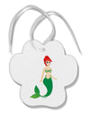 Mermaid Design - Green Paw Print Shaped Ornament-Ornament-TooLoud-White-Davson Sales