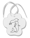 Mermaid Outline Paw Print Shaped Ornament-Ornament-TooLoud-White-Davson Sales