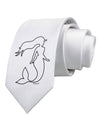 Mermaid Outline Printed White Necktie