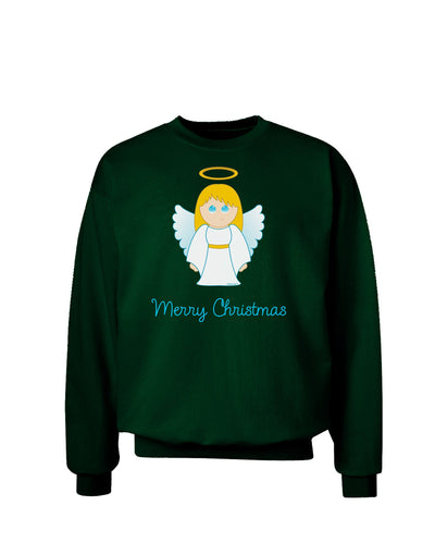 Merry Christmas Cute Angel Girl Adult Dark Sweatshirt-Sweatshirts-TooLoud-Deep-Forest-Green-Small-Davson Sales