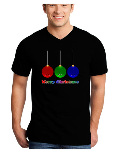 Merry Christmas Cute Christmas Ornaments Adult Dark V-Neck T-Shirt-Ornament-TooLoud-Black-Small-Davson Sales