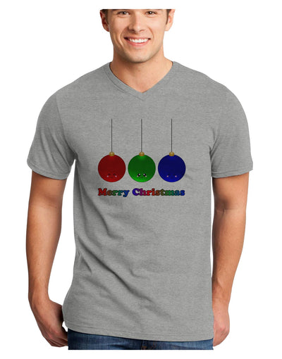 Merry Christmas Cute Christmas Ornaments Adult V-Neck T-shirt-Mens V-Neck T-Shirt-TooLoud-HeatherGray-Small-Davson Sales