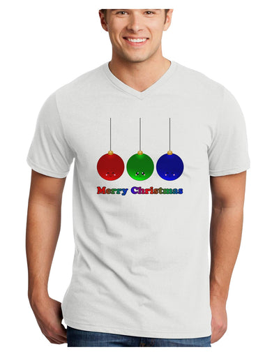 Merry Christmas Cute Christmas Ornaments Adult V-Neck T-shirt-Mens V-Neck T-Shirt-TooLoud-White-Small-Davson Sales