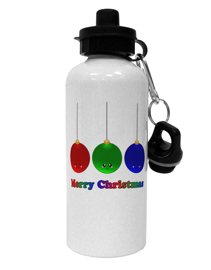 Merry Christmas Cute Christmas Ornaments Aluminum 600ml Water Bottle-Ornament-TooLoud-White-Davson Sales