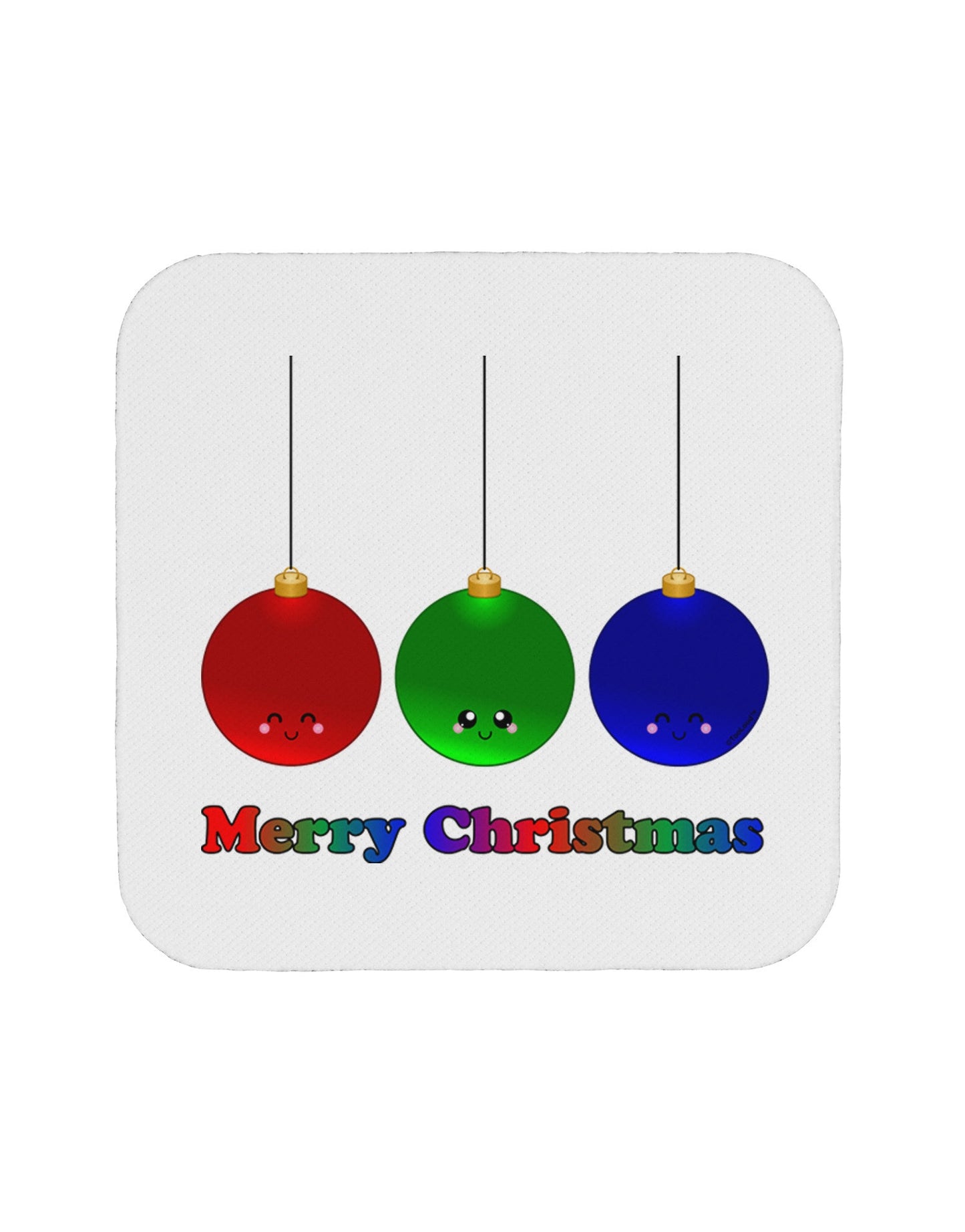 Merry Christmas Cute Christmas Ornaments Coaster-Coasters-TooLoud-White-Davson Sales
