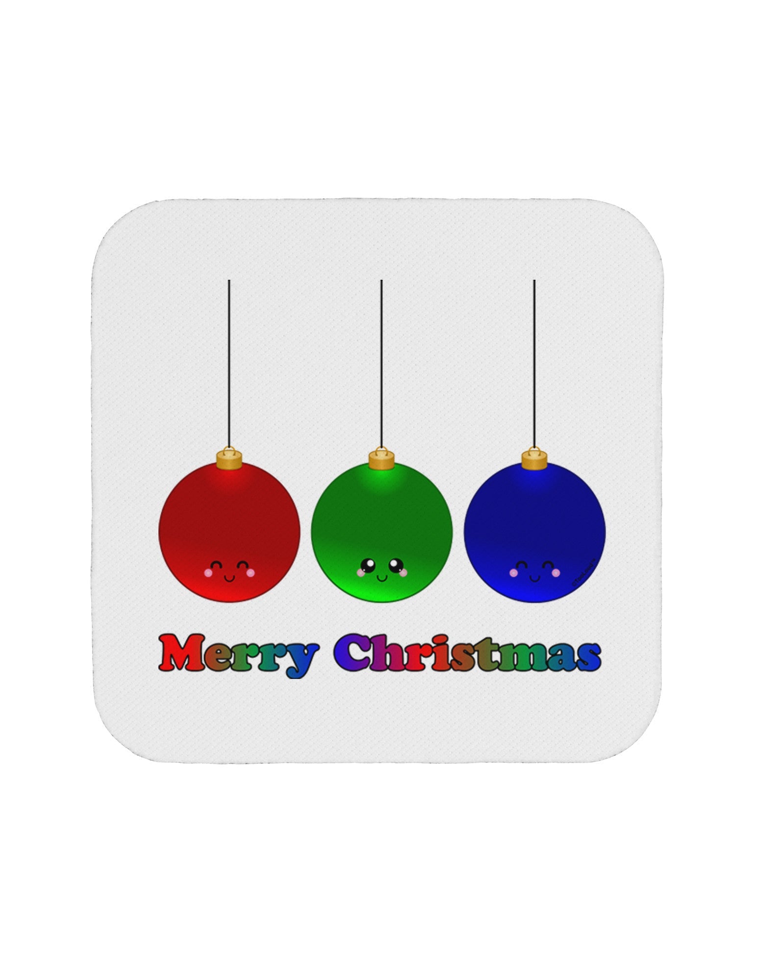 Merry Christmas Cute Christmas Ornaments Coaster-Coasters-TooLoud-White-Davson Sales