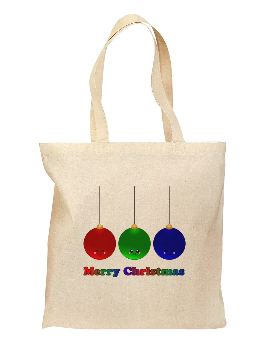 Merry Christmas Cute Christmas Ornaments Grocery Tote Bag-Grocery Tote-TooLoud-Natural-Medium-Davson Sales