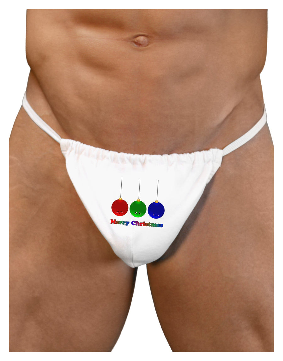 Merry Christmas Cute Christmas Ornaments Mens G-String Underwear-Mens G-String-LOBBO-White-Small/Medium-Davson Sales