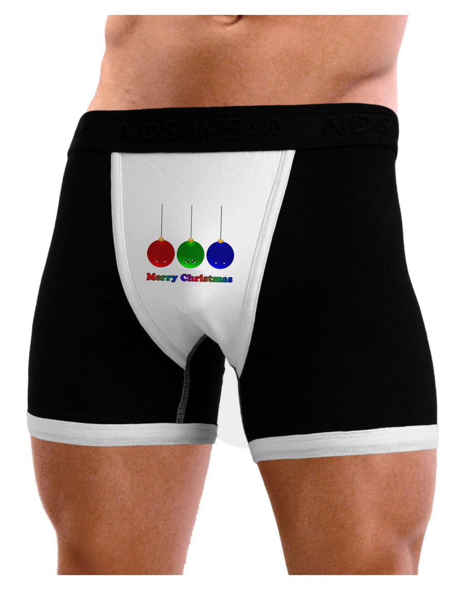 Merry Christmas Cute Christmas Ornaments Mens NDS Wear Boxer Brief Underwear-Ornament-NDS Wear-Black-with-White-Small-Davson Sales
