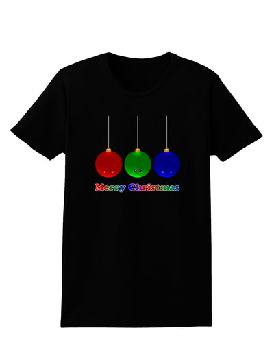 Merry Christmas Cute Christmas Ornaments Womens Dark T-Shirt-Ornament-TooLoud-Black-X-Small-Davson Sales