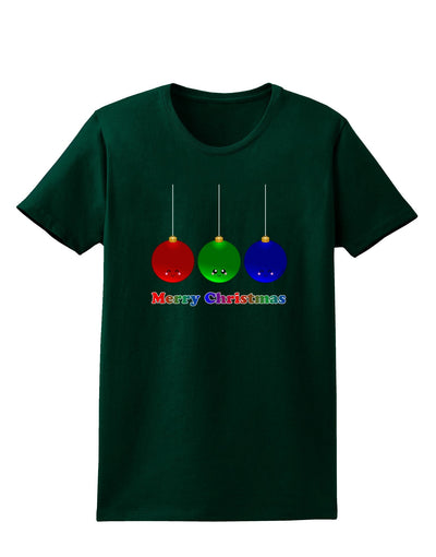 Merry Christmas Cute Christmas Ornaments Womens Dark T-Shirt-Ornament-TooLoud-Forest-Green-Small-Davson Sales