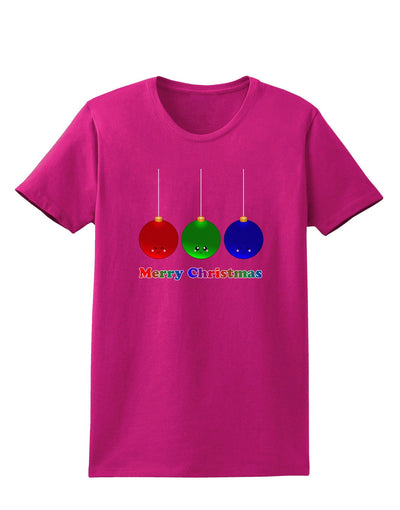 Merry Christmas Cute Christmas Ornaments Womens Dark T-Shirt-Ornament-TooLoud-Hot-Pink-Small-Davson Sales