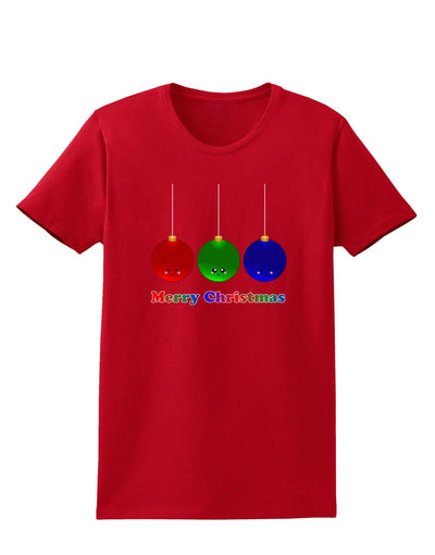 Merry Christmas Cute Christmas Ornaments Womens Dark T-Shirt-Ornament-TooLoud-Red-X-Small-Davson Sales