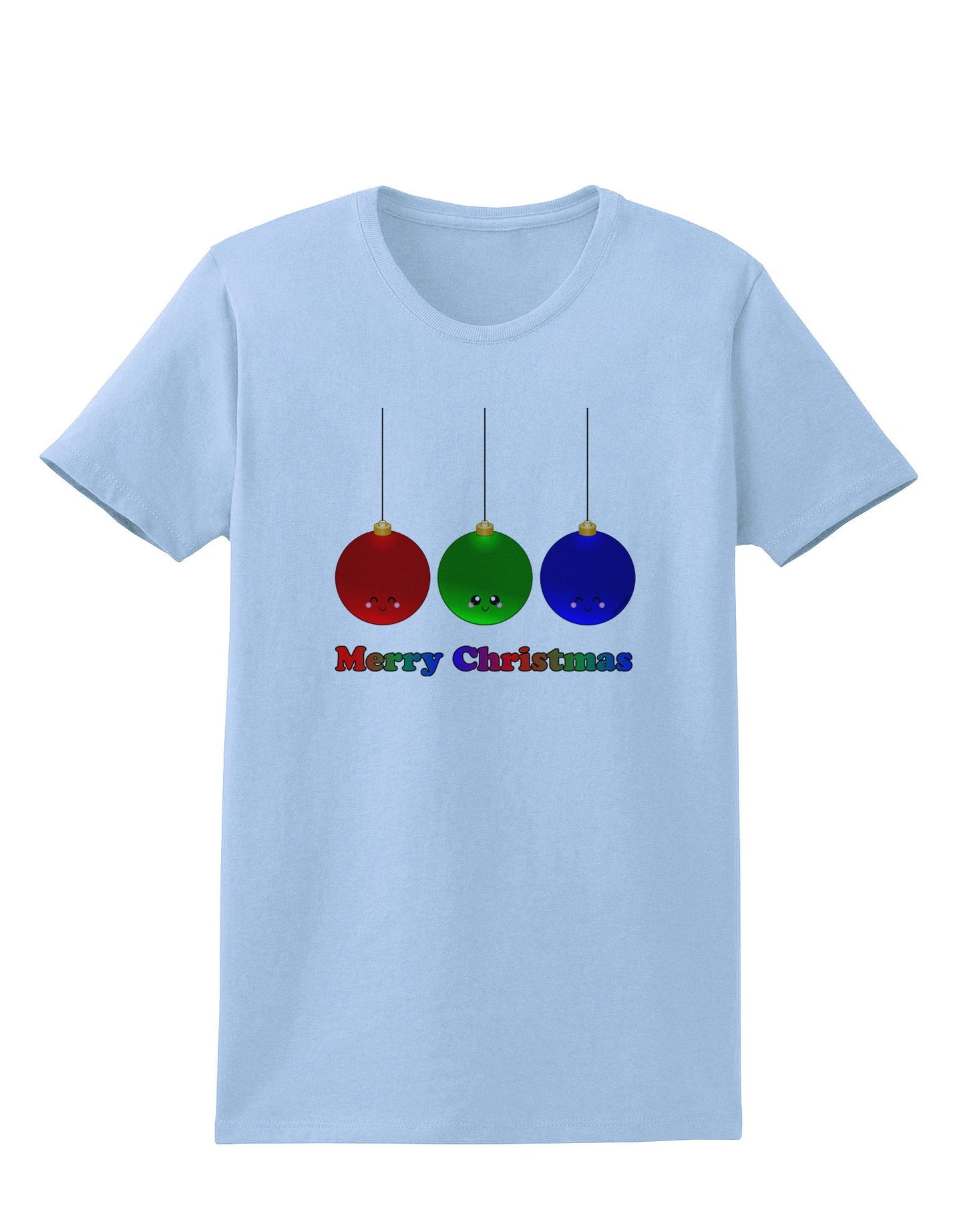 Merry Christmas Cute Christmas Ornaments Womens T-Shirt-Ornament-TooLoud-Light-Blue-X-Small-Davson Sales