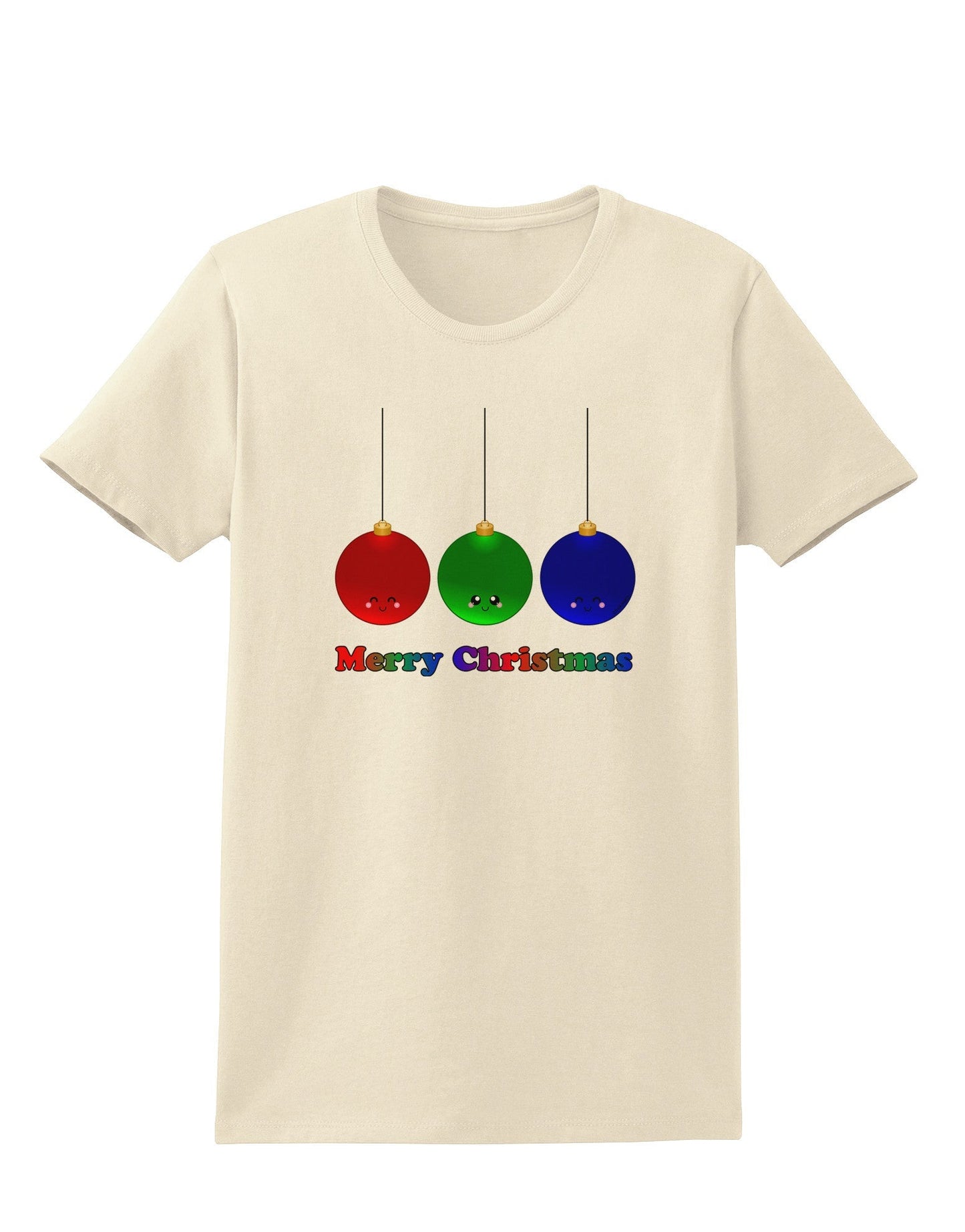 Merry Christmas Cute Christmas Ornaments Womens T-Shirt-Ornament-TooLoud-Natural-X-Small-Davson Sales