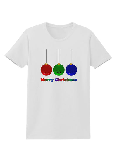 Merry Christmas Cute Christmas Ornaments Womens T-Shirt-Ornament-TooLoud-White-X-Small-Davson Sales