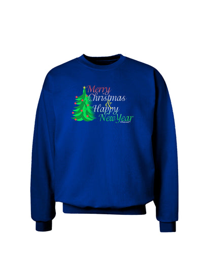 Merry Christmas & Happy New Year Adult Dark Sweatshirt-Sweatshirts-TooLoud-Deep-Royal-Blue-Small-Davson Sales