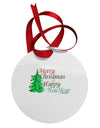 Merry Christmas & Happy New Year Circular Metal Ornament-Ornament-TooLoud-White-Davson Sales